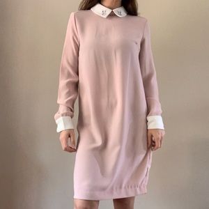 Victoria Beckham target rabbit bunny collar blush pink long sleeve dress